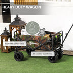 Foldable Garden Cart, Outdoor Utility Wagon with Carry Bag, Camouflage