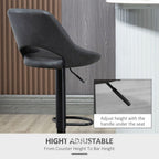 PU Leather Bar Stool Set of 2 - Adjustable Swivel with Footrest
