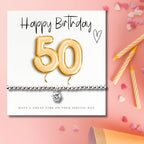 Small 50th Birthday Gold Balloons Gift Hamper - Cubic Zirconia Bracelet, Chocolates & Candle