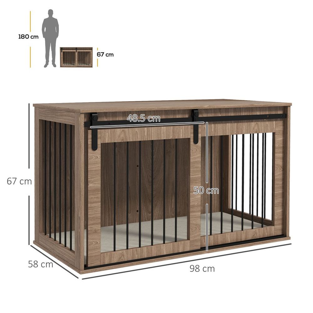 Furniture Dog Crate - Removable Cushion - Large Dogs - Brown