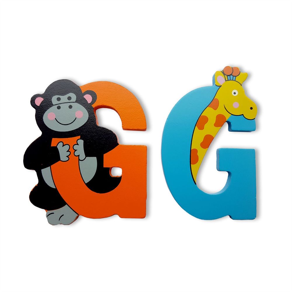Wooden Alphabet Letter - Jungle Animal Uppercase, Self Adhesive G