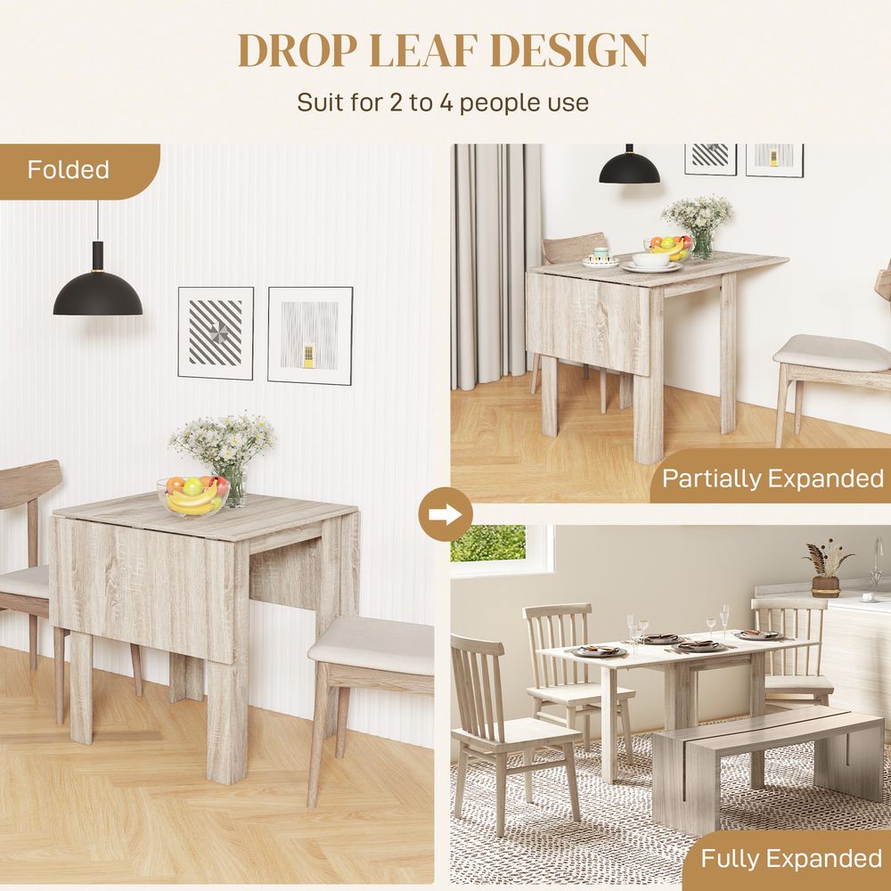 Folding Dining Table Extendable Kitchen Table - Drop Leaf Table for 2-4