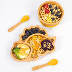 Bamboo Dinosaur Plate Set - BPA-Free & Non-Slip Yellow