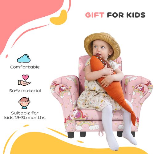 2 Piece Kids Sofa Set with Unicorn Design, for Nursery