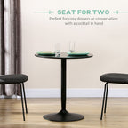 Round Dining Table: Steel Base, Non-slip Pad for Living Room - for Relaxing & Dining