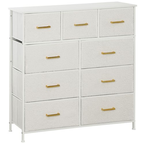 Chest of Drawers with 9 Drawers, Boucle Storage Organiser, Cream
