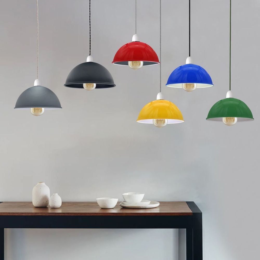 Vintage Industrial Easy Fit Dome Shaped Lamp Shade Ceiling, Pendant, Wall Light Metal E27 Light Fitting 60W in Metal
