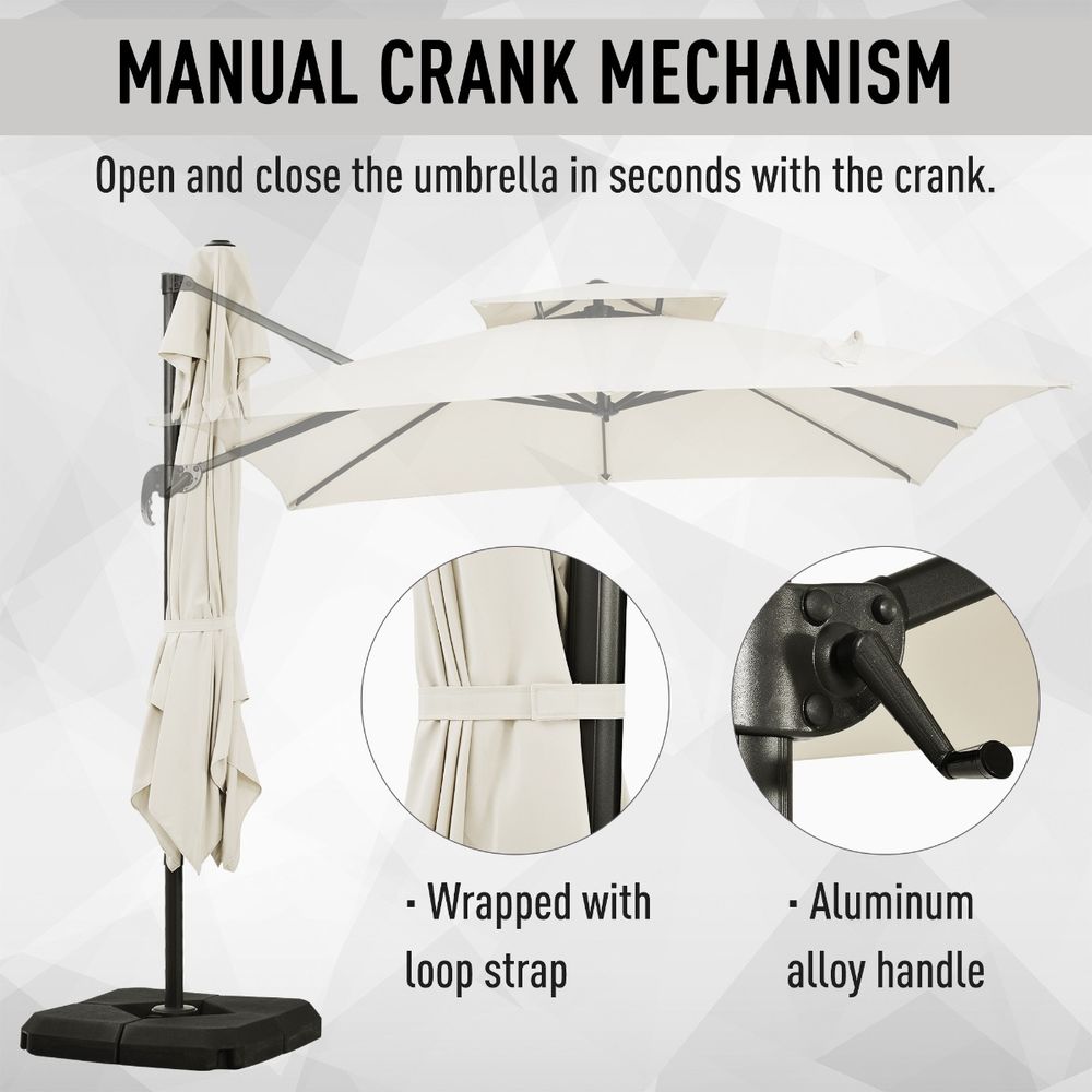 Outdoor Steel Frame Cantilever Umbrella - Durable, Rotating, UV Protection