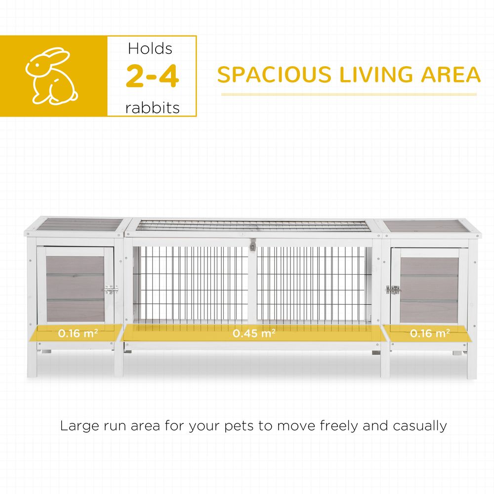 IE Located Wooden Rabbit Hutch Guinea Cage Separable Bunny Run Small Bunny House w/Slide Out Tray - Grey