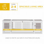IE Located Wooden Rabbit Hutch Guinea Cage Separable Bunny Run Small Bunny House w/Slide Out Tray - Grey