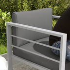 Patio Furniture Aluminium Armchair with Cushions, Charcoal Grey