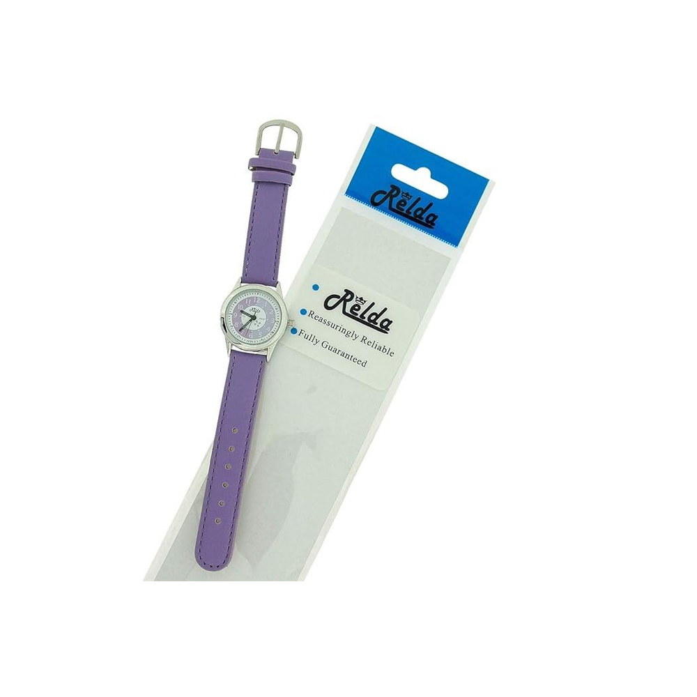 Girls Time Teacher Purple Leather Strap Watch