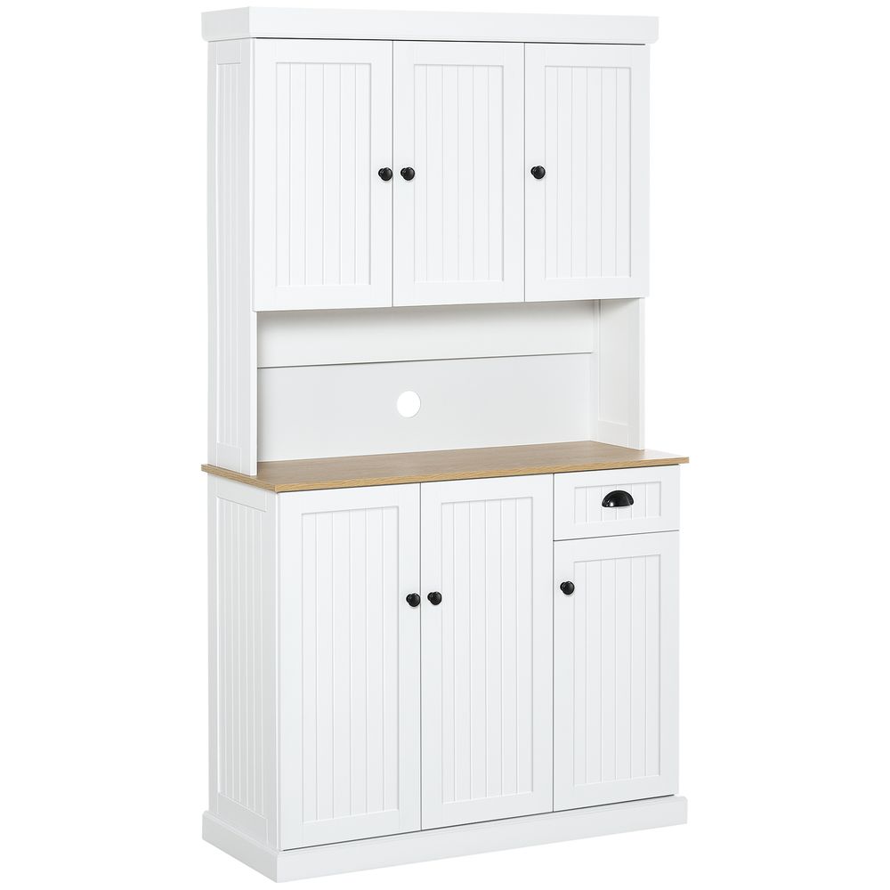 Kitchen Cupboard Storage Cabinet: Stylish + Spacious w/ Adjustable Shelves & Pull-Out Drawer