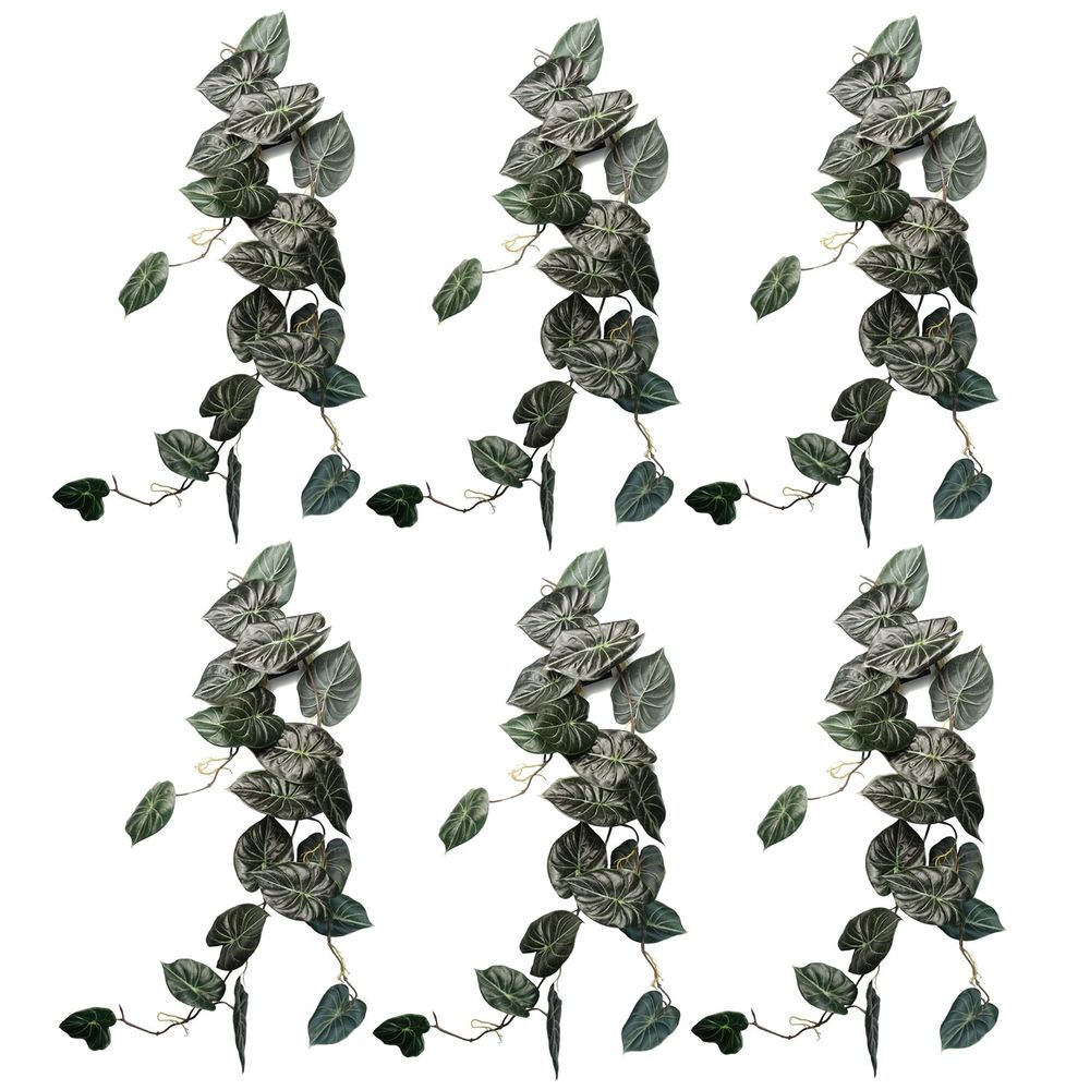 6-Pack Trailing Alocasia Dragon Scale Dark - 120cm Artificial Hanging Plants