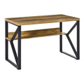 Computer Desk Writing Desk Home Office PC Laptop Workstation with Storage Shelf 120 x 60 x 76cm Black Brown Wood Effect