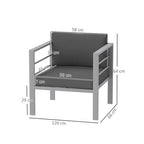 Patio Furniture Aluminium Armchair with Cushions, Charcoal Grey