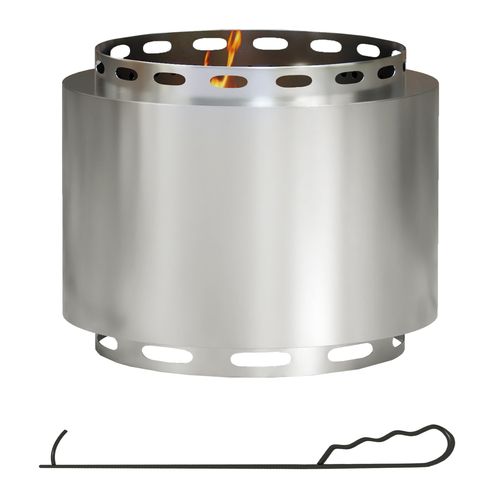 48.5cm Smokeless Wood Burning Firepit Stainless Steel Fire Pit, Silver