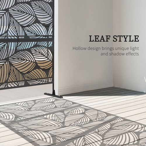 6.5FT Metal Outdoor Privacy Screen Panel with Stand, Leaf Style