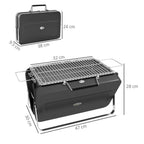 Portable BBQ Grill - Compact Suitcase Design for Camping & Picnic, Black