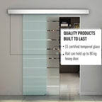 Tempered Sliding Barn Door Kit Aluminum-alloy Rail Frosted Glass