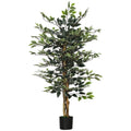Artificial Ficus Tree - Lifelike Leaves, Natural Trunks - Green