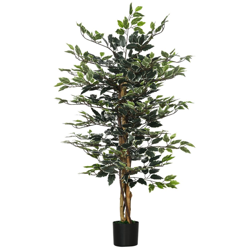Artificial Ficus Tree - Lifelike Leaves, Natural Trunks - Green