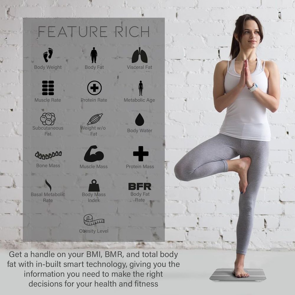 16-in-1 Health Bluetooth Smart Scale, Silver