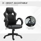 Swivel Gaming Chair - Adjustable Height, 360° Swivel, PU Leather - Black