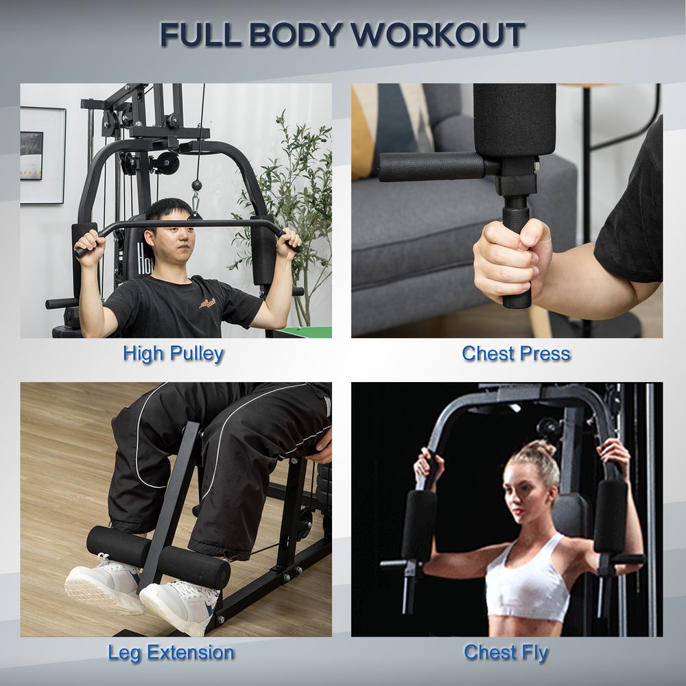 Multi Gym with Weights, Multifunction Home Gym Machine with 45kg Weight Stack for Full Body Workout and Strength Training