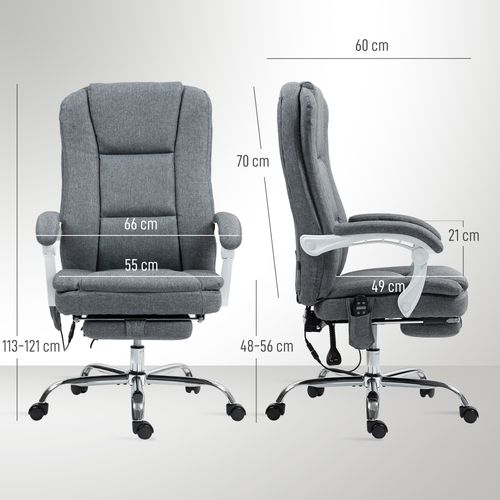 Massage Office Chair, Heated Reclining Desk Chair, Grey