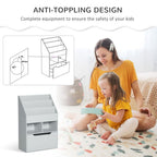 Kids Bookshelf, Toy Box w/ Storage Drawer, Wheels, for Bedroom - Grey
