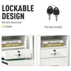 Mobile File Cabinet Lockable Storage Unit Cupboard for A4 Letter Home Filing Furniture for Office, Bedroom and Living Room, 39x40x65cm, White