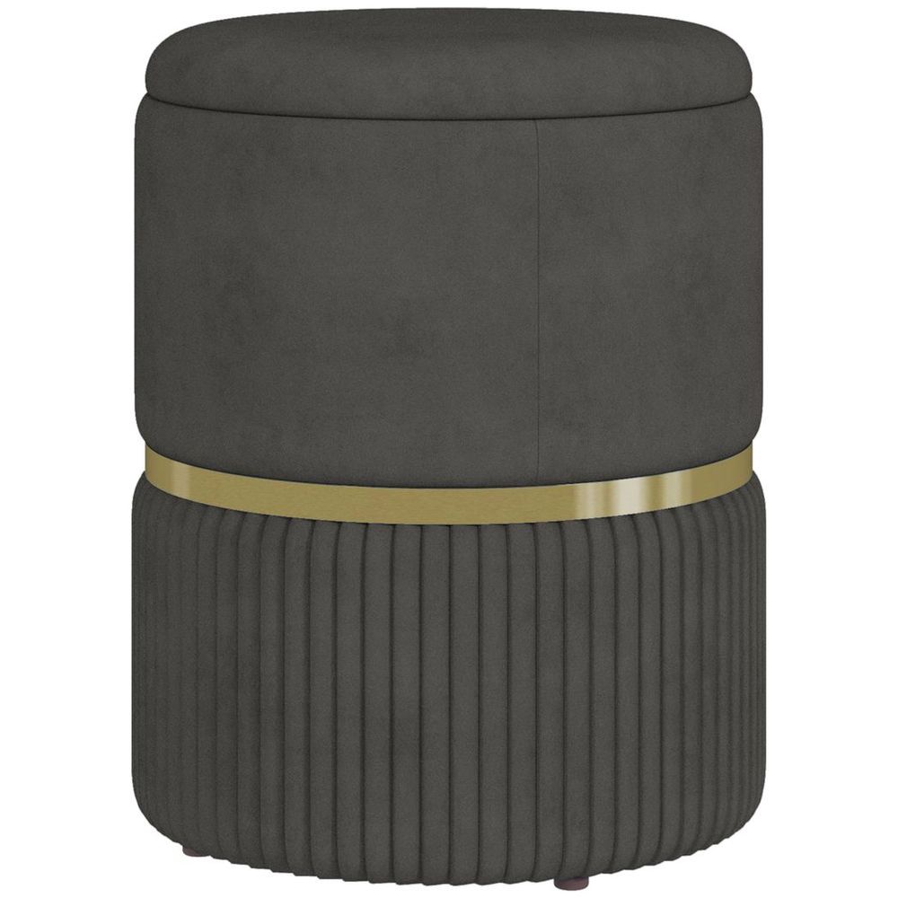 Round Pouffe, Storage Footstool with Cushioned Top, Hidden Space with Multifunctional Detail