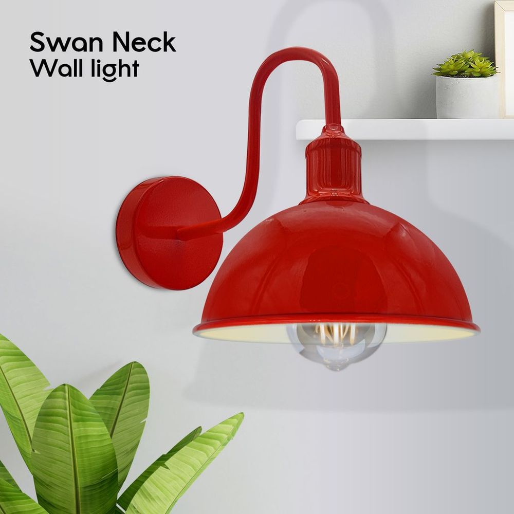 Modern Industrial Swan Neck Metal Arm E27 Sconce Wall Light Set Fixture for Living Room Dining Room Kitchen