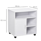 5-Compartment White Printer Stand with Storage