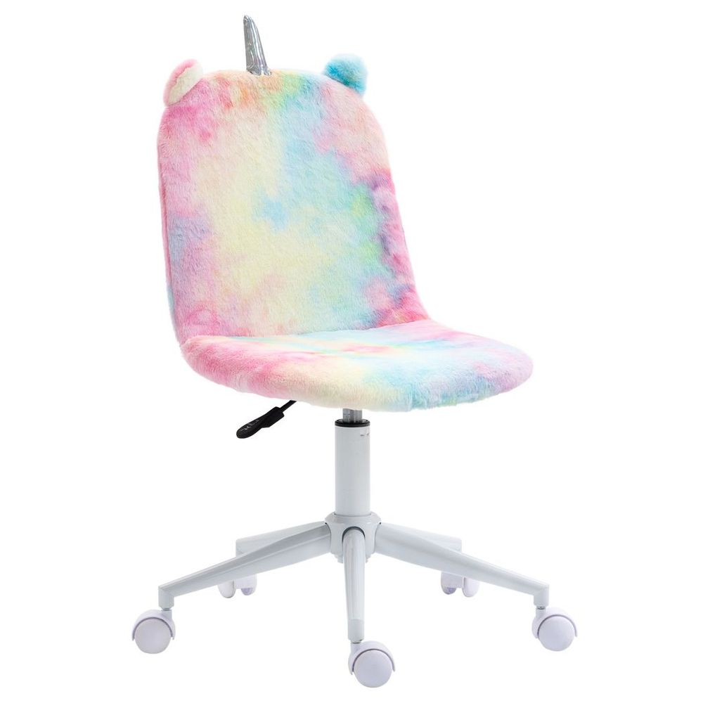 Fluffy Unicorn Office Chair: Swivel Wheel, Cute Desk Chair, Rainbow; Comfortable, Fun Design