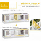 IE Located Wooden Rabbit Hutch Guinea Cage Separable Bunny Run Small Bunny House w/Slide Out Tray - Grey