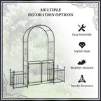 Metal Garden Arbor Arch Gate w/ 2 Side Planter Boxes & Vine Frame