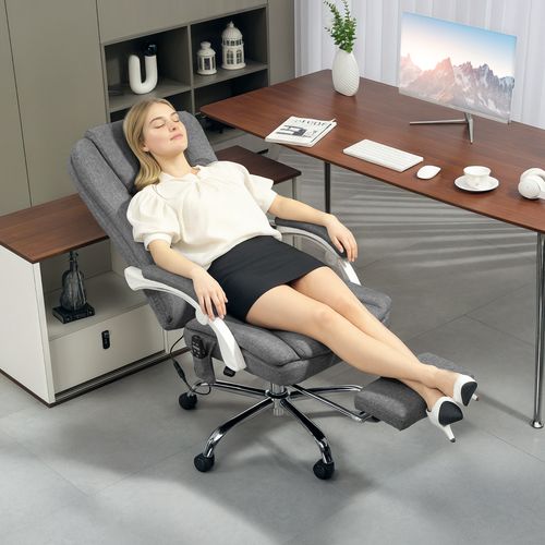 Massage Office Chair, Heated Reclining Desk Chair, Grey