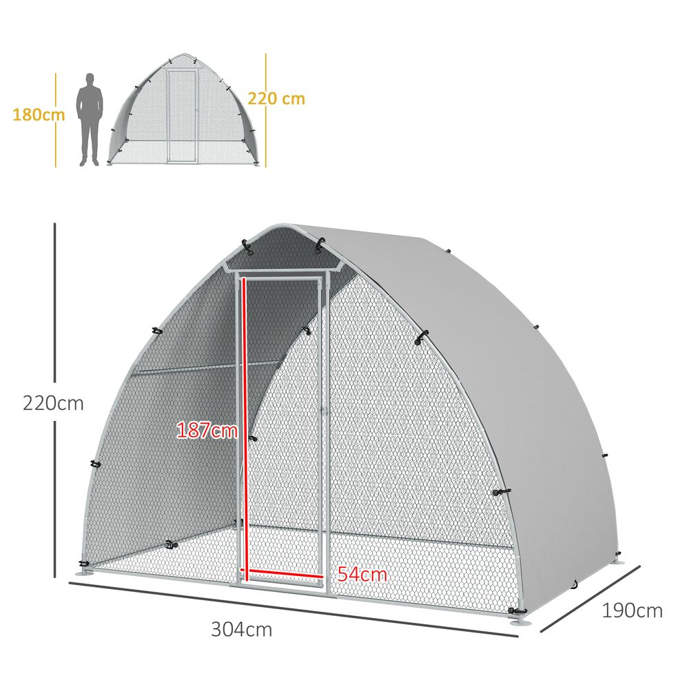 Walk-In Chicken Run w/ Cover, 4-6 Chickens, 3x1.9x2.2m