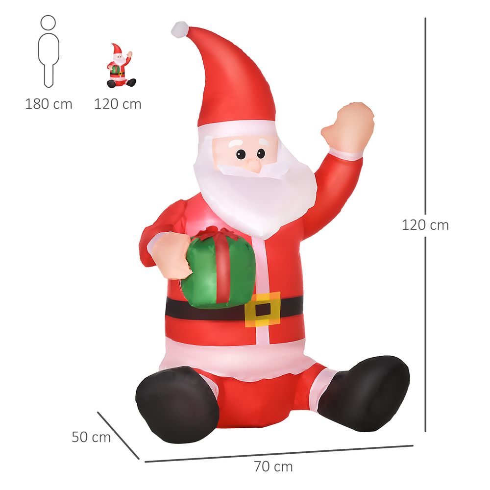 4ft Inflatable Christmas Santa Claus Gift with LED Xmas Holiday Outdoor