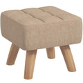 Modern Footstool, Fabric Foot Rest with Rubber Wood Legs