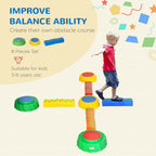 8 PCS Kids Stepping Stones Balance Beam w/Non-Slip Surface and Bottom, Stackable Stepping Stones for Toddler