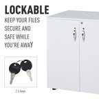 2-Tier Locking Office Storage Cabinet - Organize Files & Papers - White