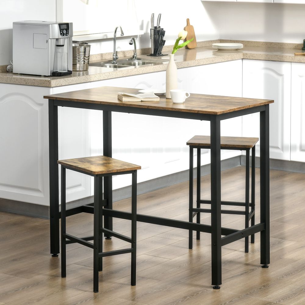 Rustic Brown Kitchen Bar Chairs (Set of 2) - Durable, Stylish, and Comfortable