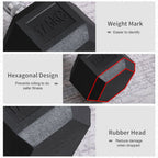 17.5KG Rubber Hex Dumbbell - Portable Hand Weights for Home Gym