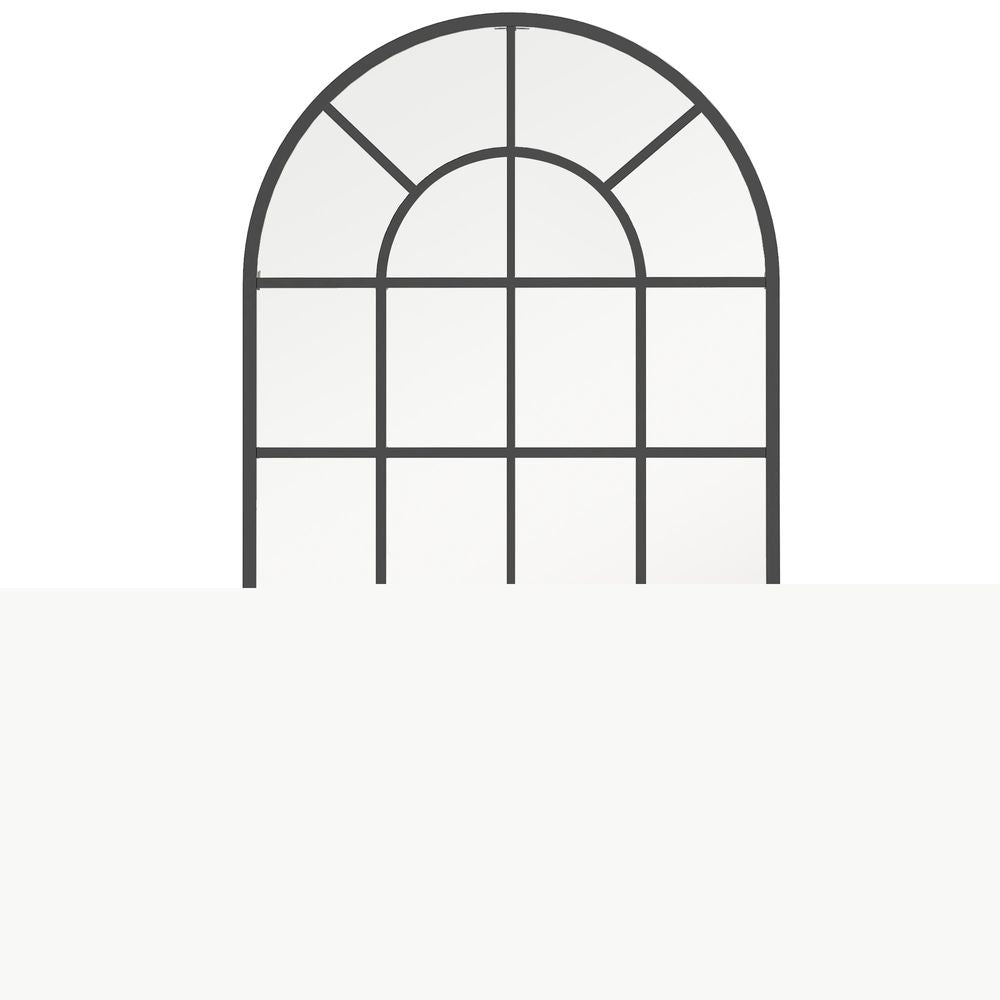 Modern Arch Window Wall Mirror for Living Room Bedroom, 110x62cm, Black