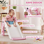 3 in 1 Kids Slide with Climber, Basketball Hoop and Ball, Pink