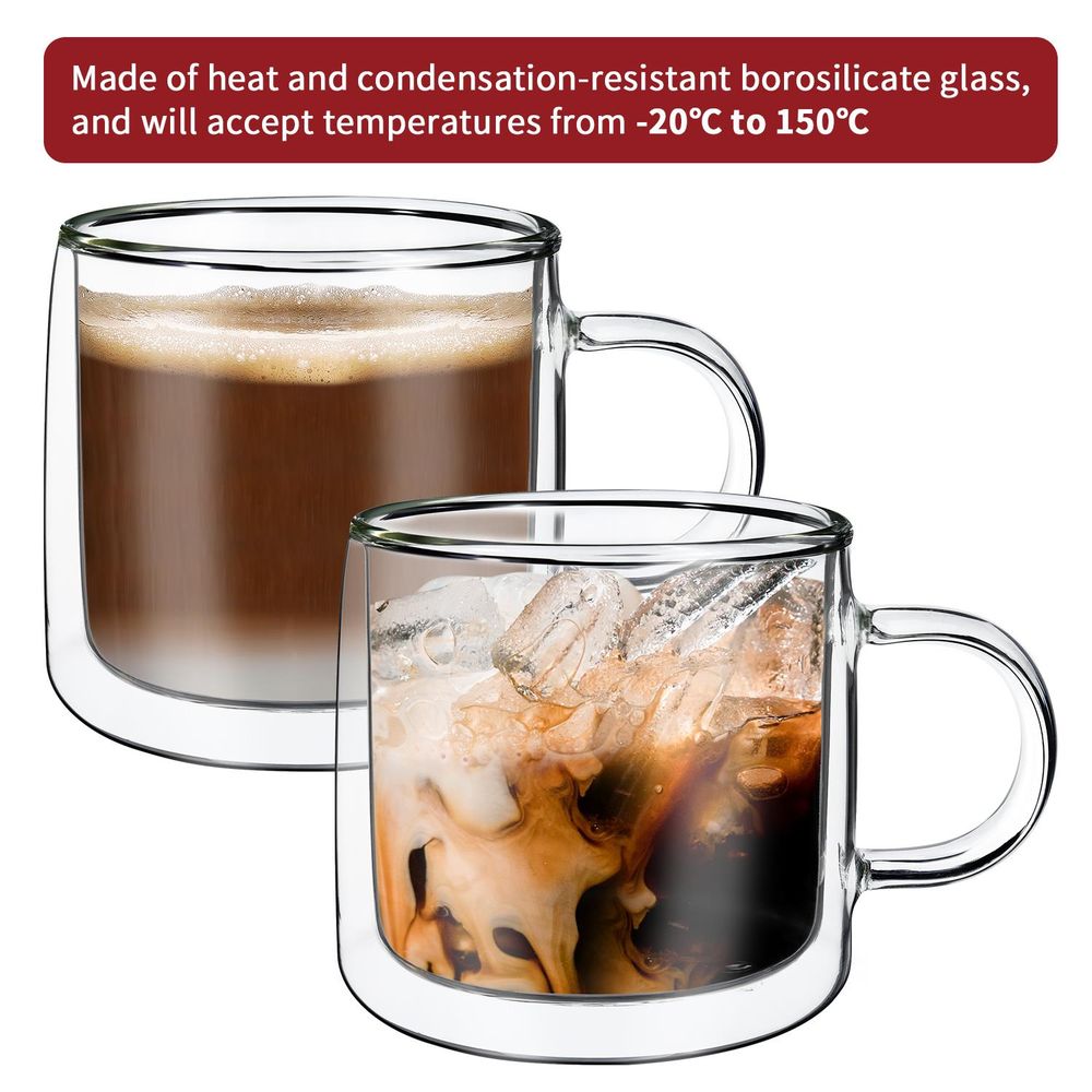 DOUBLE WALL GLASSES - Heat-proof Cups for Hot & Cold Drinks
