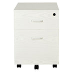 2-Drawer Locking Office Filing Cabinet 5 Wheels Rolling Storage White
